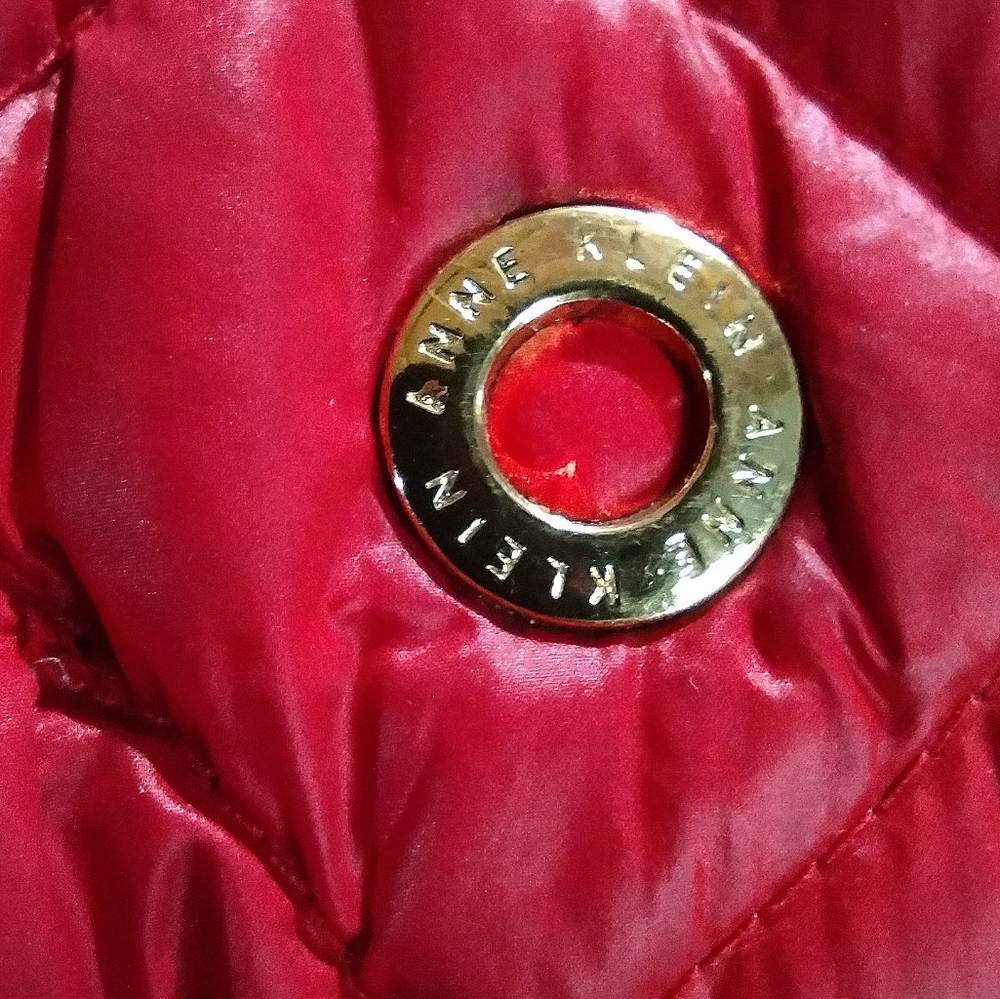 Anne Klein Red Quilted Puffer Coat l Down And Waterfowl Stuffed l - Picture 3 of 9